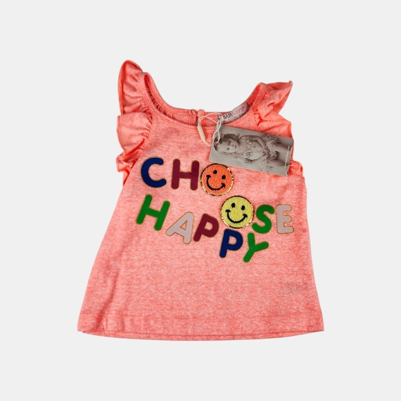Baby Sara Choose Happy Flutter Sleeve Top ~ Orange - Picture 1 of 4